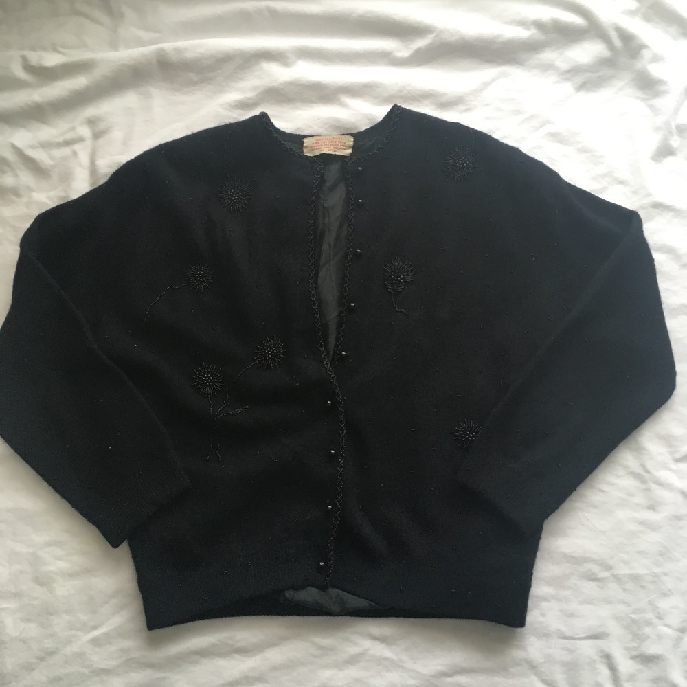 Vintage Beaded Black Cardigan British Hong Kong!